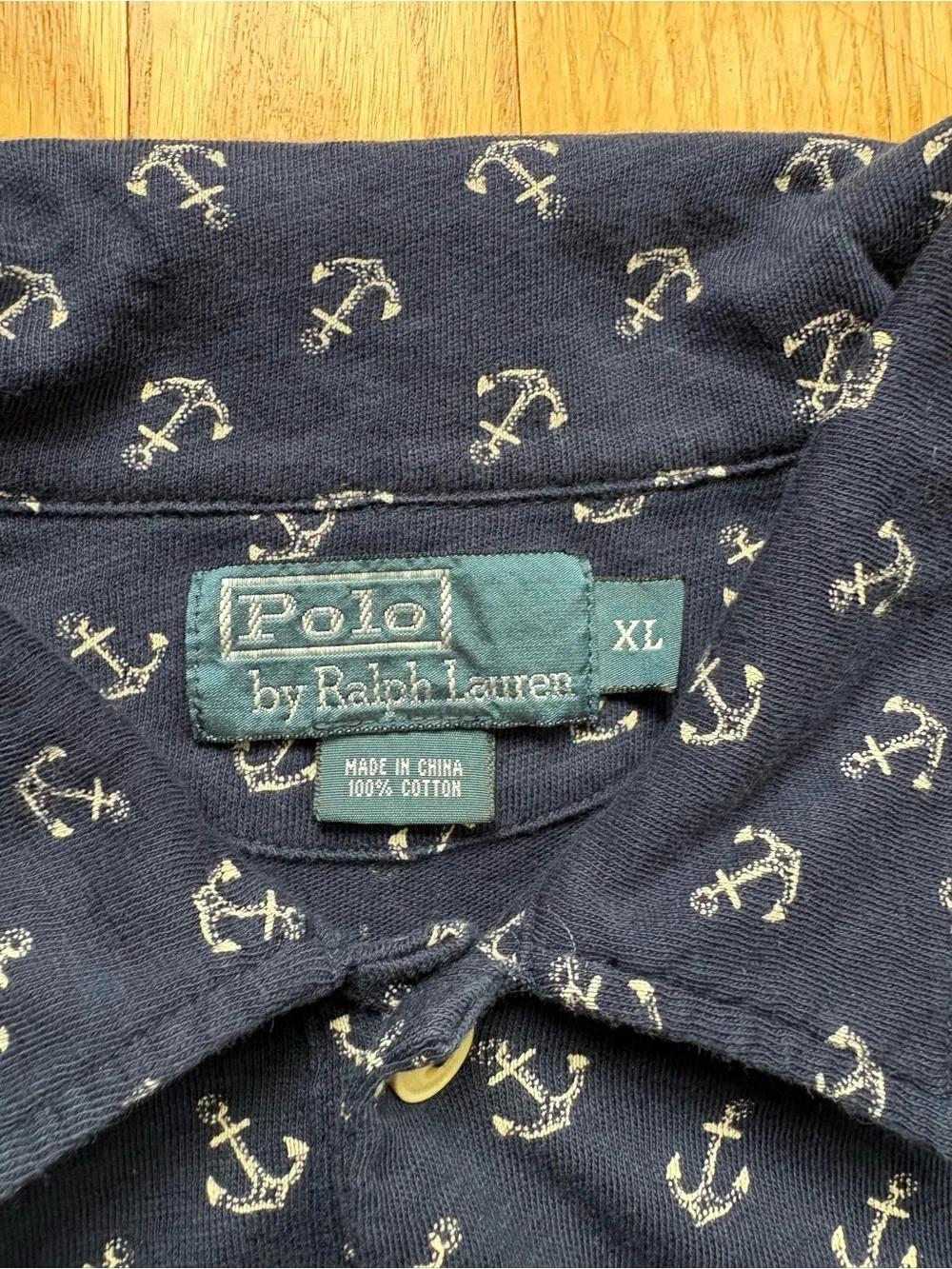Polo Ralph Lauren Mens Short Sleeve Nautical Anchor Polo Shirt XL Blue